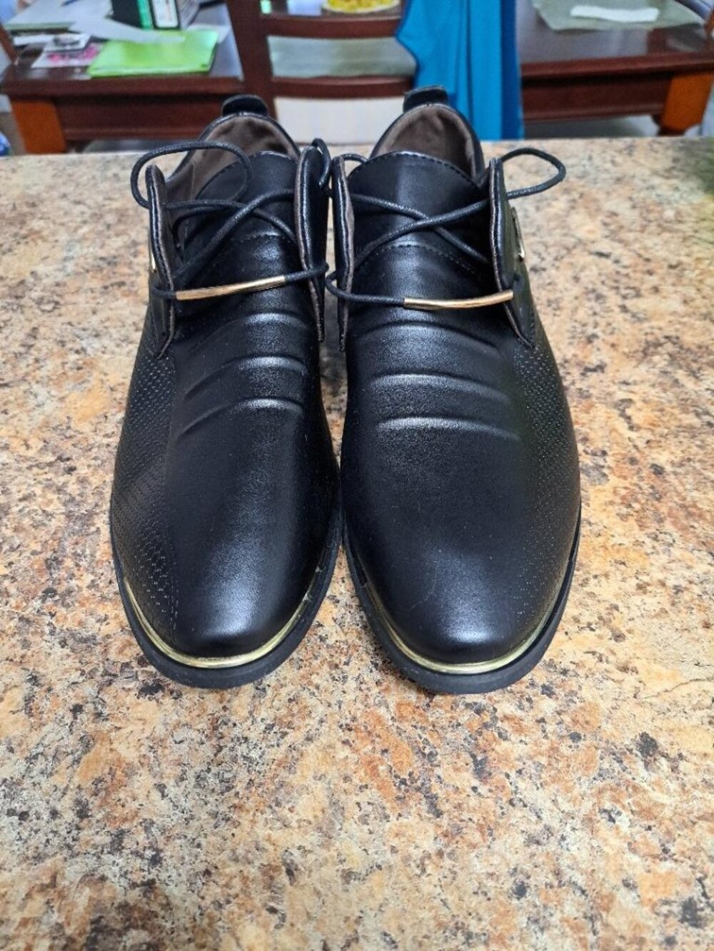 Chaussures habillées Fashion – cuir noir – homme – taille 12 US
